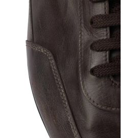 Prada Baskets Collapse En Cuir À Lacets - Marron