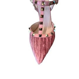 Valentino Garavani Escarpins Plissés Rockstud 25,5 Mm - Rose