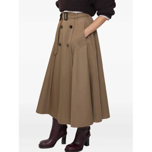 Burberry Jupe Mi-Longue À Coupe Évasée - Marron