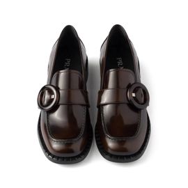 Prada Mocassins À Fini Brossé - Marron