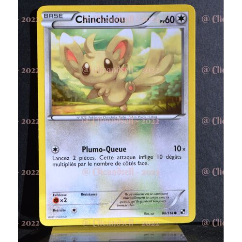 Carte Pokémon 88/114 Chinchidou Noir & Blanc Neuf Fr