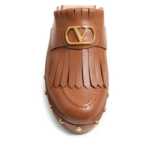 Valentino Garavani Mules Vlogo Signature 45 Mm À Franges - Marron