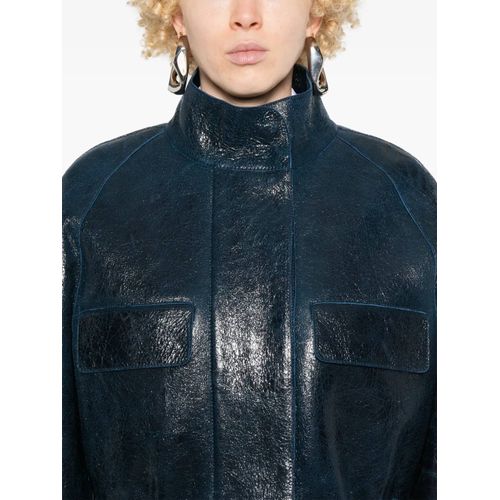 Fendi Manteau En Cuir - Bleu
