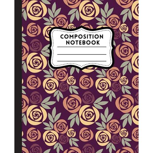Composition Notebook: Floral Wide Ruled Paper Notebook Journal For Girls Kids Teens Students,100 Pages, 7.5" X 9.25"