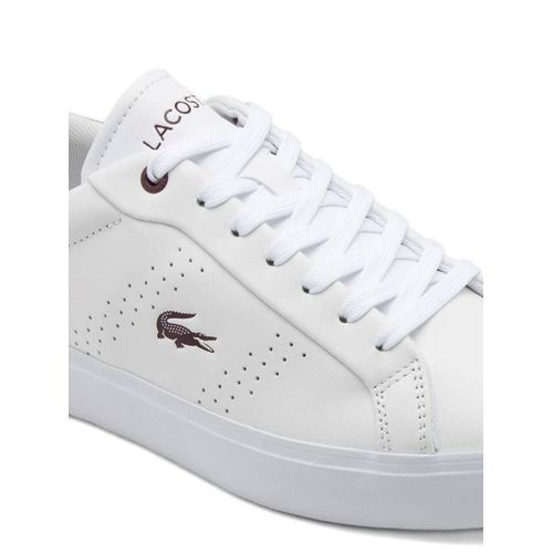 Lacoste Baskets En Cuir À Détails De Perforations - Blanc