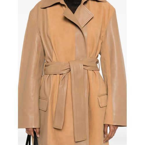 Christopher Esber Manteau En Cuir À Fronces - Marron