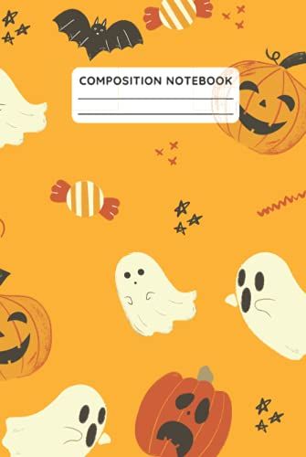 Composition Notebook: Halloween Pumpkin Pattern , Organize Your Notes For School And College , 100 Pages 6" X 9" Inches