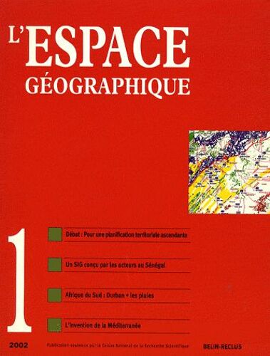L'espace Géographique Tome 31 N° 1/2002