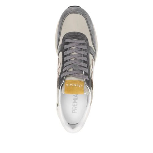 Premiata Baskets À Empiècements En Daim - Gris