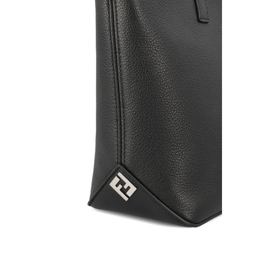 FENDI sac en cuir à logo embossé - Noir