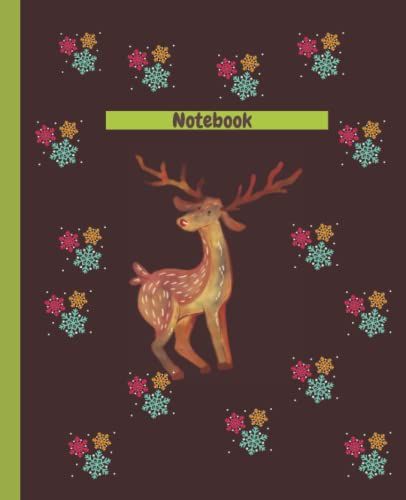 Christmas Notebook With Reindeer & Snowflakes: Collage Ruled Holiday Notebook, Journal - Perfect Gift