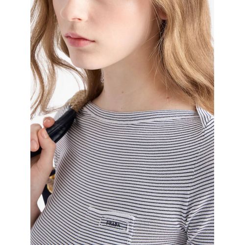 Prada Pull Rayé À Encolure Bateau - Bleu