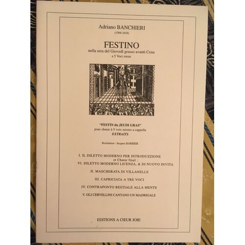 Festino (Adriano Banchieri, A Coeur Joie) Partition Choeur A Cappella 5 Voix Mixtes