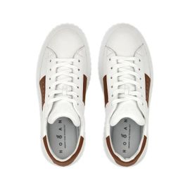 Hogan Baskets H-Stripes En Cuir - Blanc
