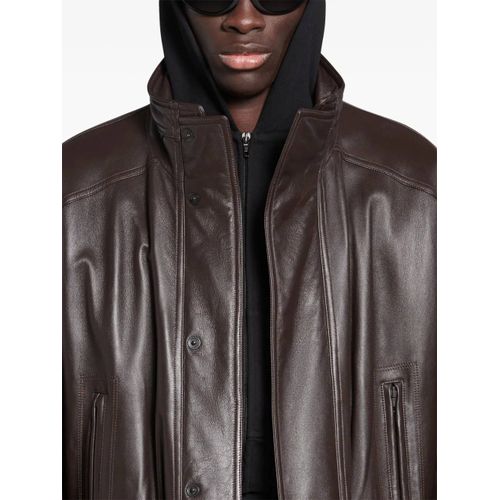 Balenciaga Manteau En Cuir À Coupe Oversize - Marron