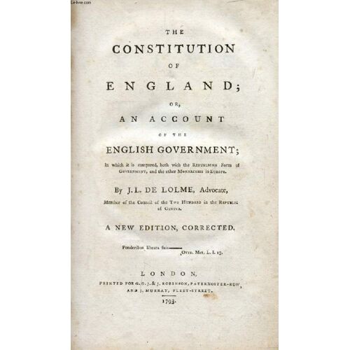 The Constitution Of England, Or, An Account Of The English Government
