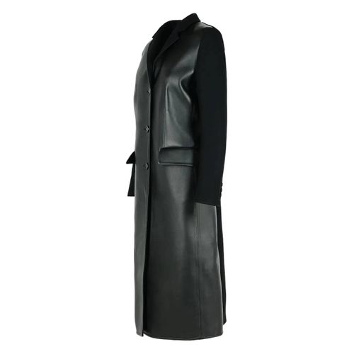 Marni Manteau En Cuir À Empiècement Contrastant - Noir