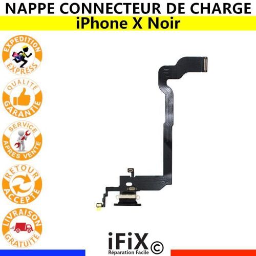 Nappe Dock Connecteur De Charge Pour Iphone X Noir
