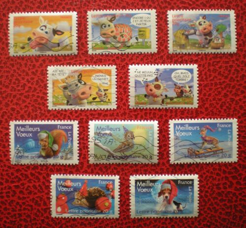 Sourires 2007 - Vache - Série Complète - Meilleurs Voeux 2007 - Série Complète - Lot De 10 Timbres Oblitérés