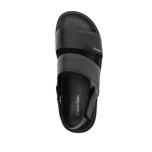 Calvin Klein Sandales En Cuir À Plaque Logo - Noir - 36