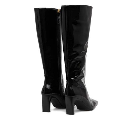 Alohas Cuissardes En Cuir À Fini Verni 75 Mm - Noir