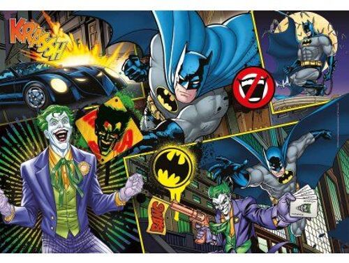 Puzzle 104 Pieces Batman Et Sa Batmobile Avec Le Joker - Puzzle Enfant Super Héros - Dessin Animé - Nouveauté