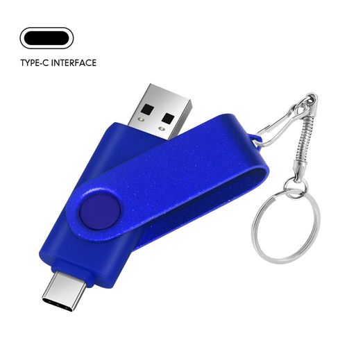 Clé USB 2.0 en métal 2 en 1 pour smartphone,support à mémoire de 64 Go 128 Go,type-c,lecteur flash pour touristes à grande vitesse - Type Blue-32 GO