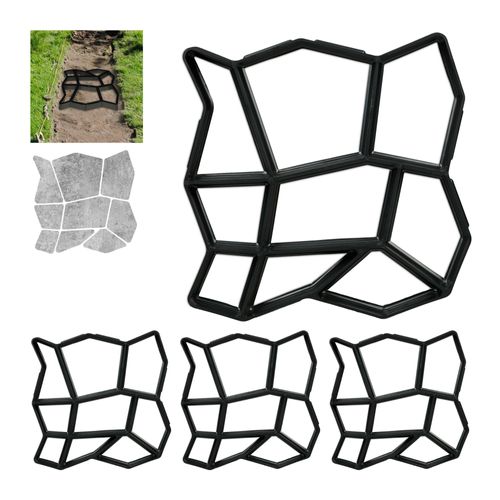 Relaxdays 4x Moules De Plâtre Béton Forme Fonte En Chemin Modèle Moule De Ciment Coffrage