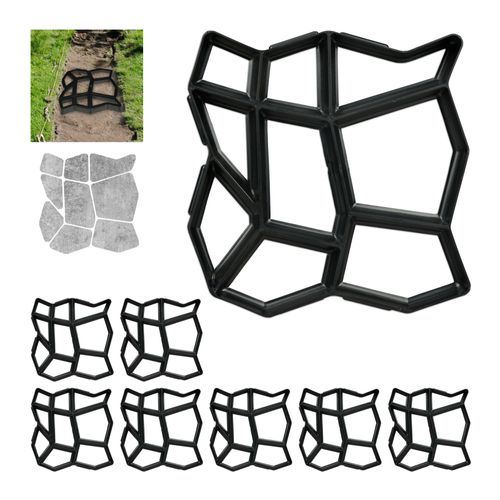 Relaxdays 8x Moules De Plâtre De Coffrage, Moule Pour Béton, Pour Ciment, Pierre, Chemin