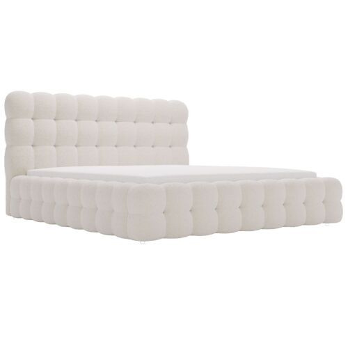 Lit rembourré avec rangement bouclé beige 140x200