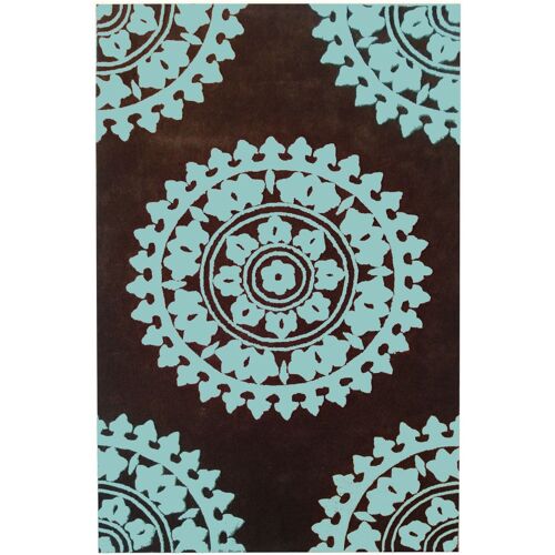 Tapis Laine Marron/Vert 110 X 170