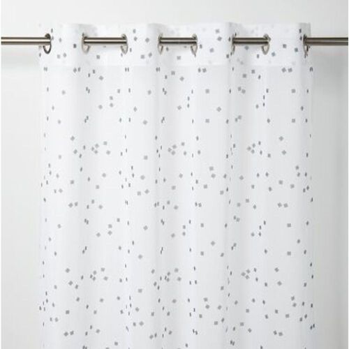 Voilage Goodhome Pyrite Blanc Motifs Gris Fonc? 140 X 260 Cm