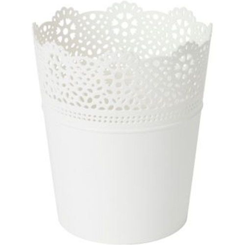Pot Rond Dentelle Plastique Blanc - 12 Cm