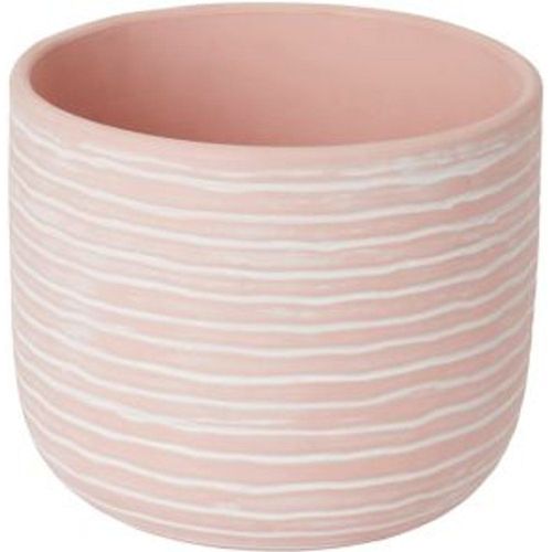 Pot Rond ? Rayures ?Maill? Rose - 17 Cm