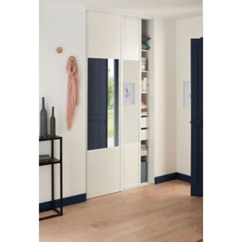 2 portes de placard coulissantes avec miroir Optimum blanc vein? H. 250 x L. 120 cm