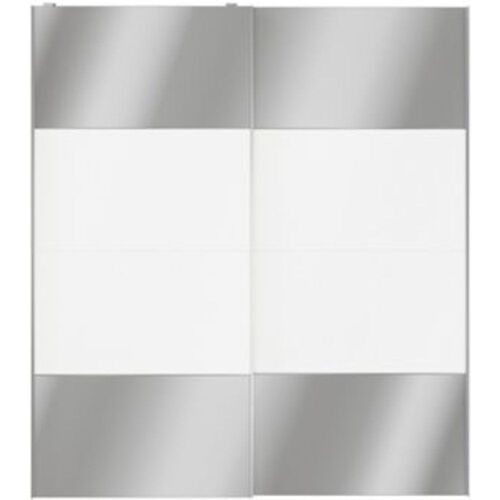 Portes de placard coulissantes 2 vantaux panneaux blancs et miroir GoodHome Atomia H. 225 x L. 200 x ?p. 5 5 cm