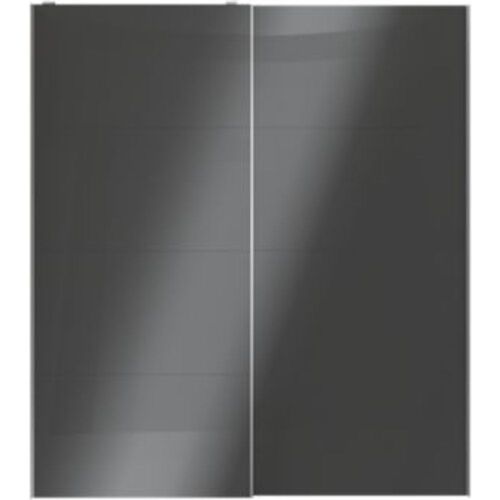 Portes de placard coulissantes 2 vantaux panneaux anthracite brillants GoodHome Atomia H. 225 x L. 200 x ?p. 5 5 cm