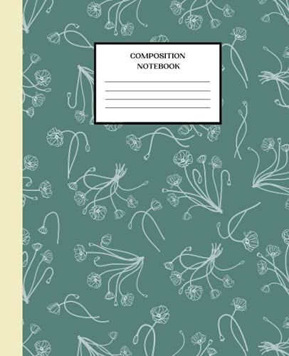 Notebook: Green Flower Wallpaper Design: Composition Notebook College Ruled With 120 Writing Pages, 7.5x9.25 Inches Size