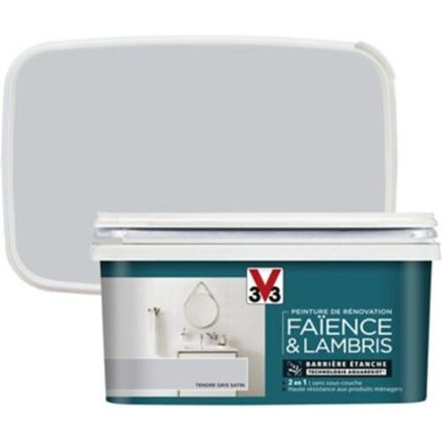 Peinture de r?novation fa?ence et lambris V33 tendre gris satin 2L
