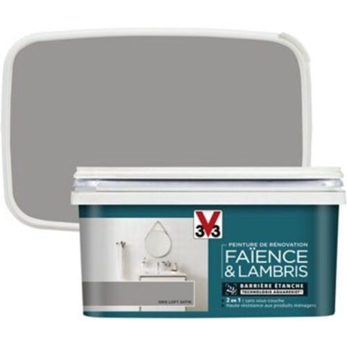 Peinture de r?novation fa?ence et lambris V33 gris loft satin 2L