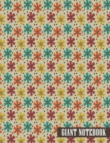 Jumbo Sized Notebook: Wide Ruled Giant Notebook | Pretty Retro Vintage Floral Matte Cover | Large Blank Lined Journal |500 Pages Cream Papers | 250 ... For Professionals, Students, Artists, Writers