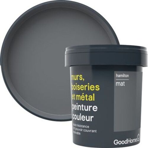 Peinture r?sistante murs boiseries et métal GoodHome gris Hamilton mat 0 75L
