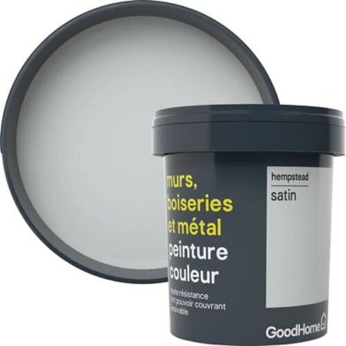 Peinture r?sistante murs boiseries et métal GoodHome gris Hempstead satin 0 75L