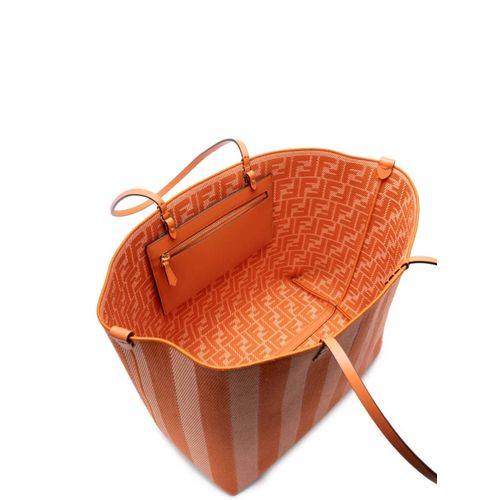 FENDI grand sac porté épaule Roll à rayures - Orange