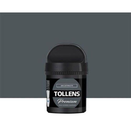 Testeur peinture Tollens premium murs  boiseries et radiateurs gris anthracite mat 50ml