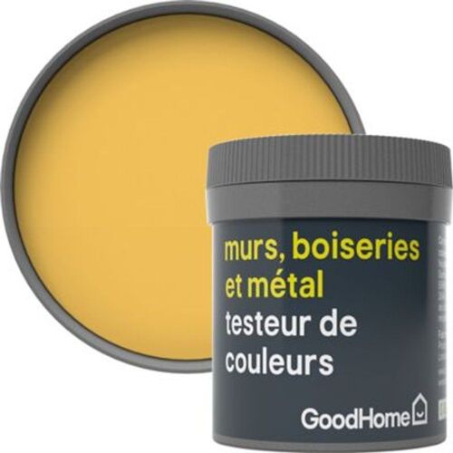 Testeur peinture r?sistante murs boiseries et métal GoodHome jaune Gran Via mat 50ml