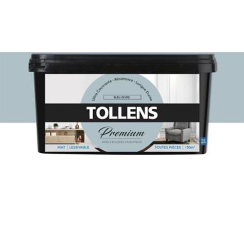 Peinture Tollens premium murs boiseries et radiateurs bleu givr? mat 2 5L