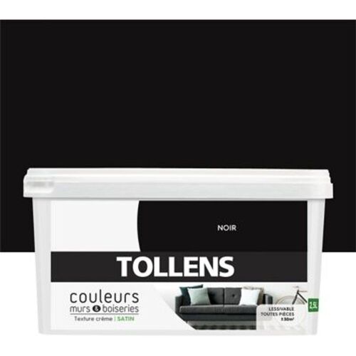 Peinture murs et boiseries Tollens noir satin 2 5L