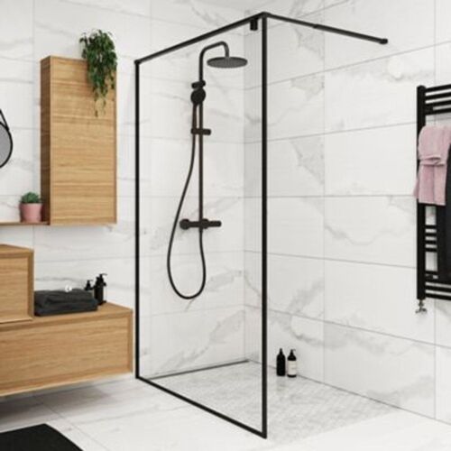 Paroi de douche ? l'italienne GoodHome Ezili transparent profil? noir 90 cm