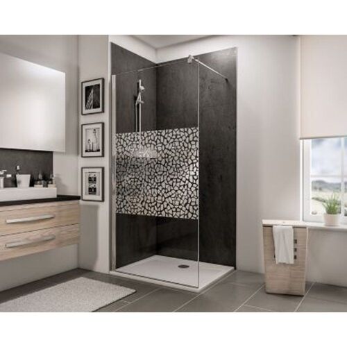 Paroi de douche ? l'italienne  120 x 190 cm  Schulte NewStyle  Walk In  verre transparent anticalcaire  Galets chrom?s